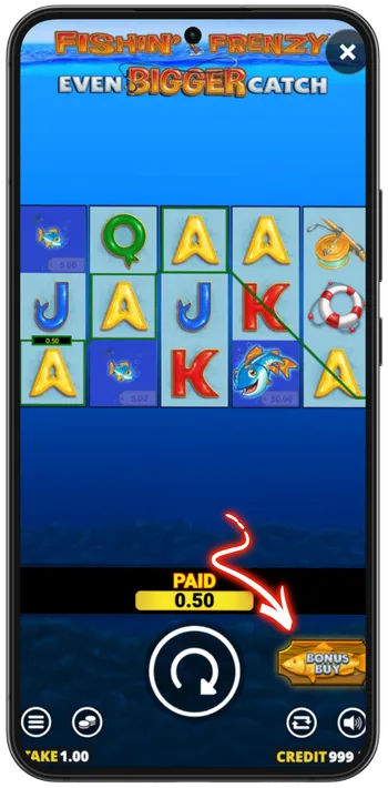 Bonus-Buy-Taste im Fishin Frenzy Even Bigger Catch Slot