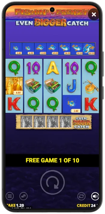 Gewinnbildschirm im Fishin Frenzy Even Bigger Catch Slot