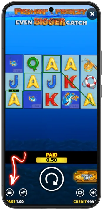 Info-Taste mit Spielregeln im Fishin Frenzy Even Bigger Catch Slot
