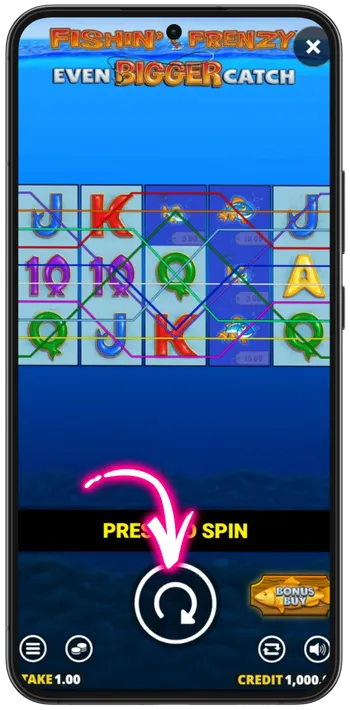 Spin-Taste im Fishin Frenzy Even Bigger Catch Slot